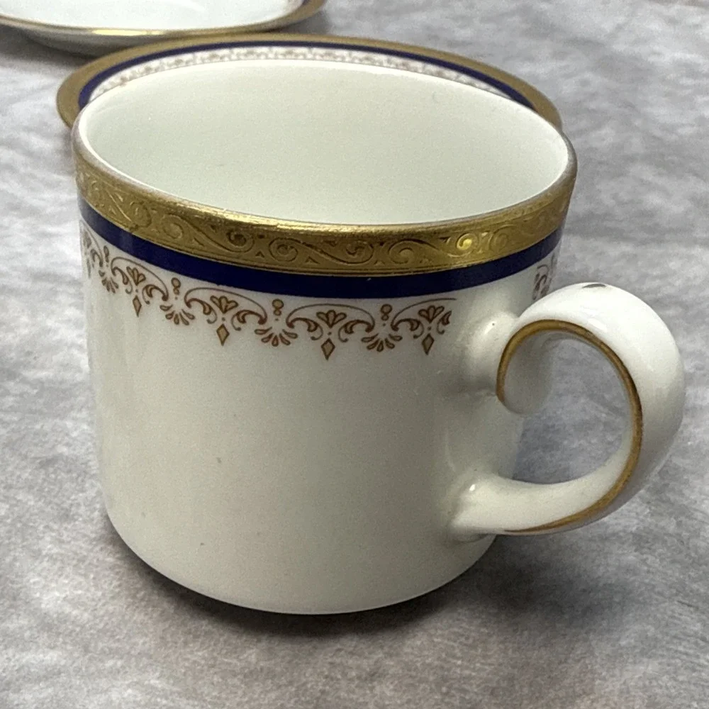 Tirschenreuth Bavaria Demitasse‎ Cup & Saucer Cobalt Blue Gold Germany VTG